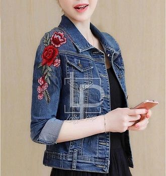 Denim Flower Jacket Winter For Her - Oshi.pk - Buy & Sell Online