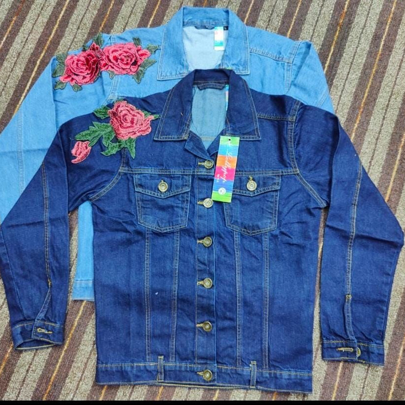 Denim Flower Jacket Winter For Her - Oshi.pk - Buy & Sell Online
