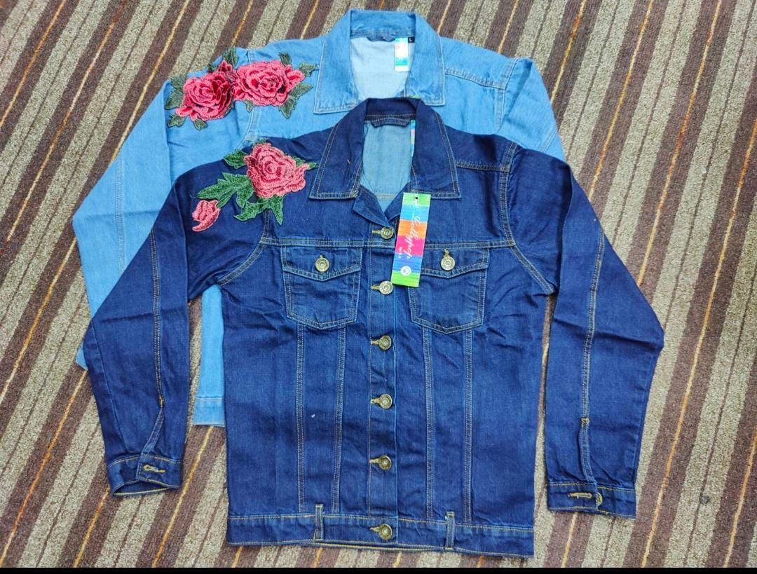 Denim Flower Jacket Winter For Her - Oshi.pk - Buy & Sell Online