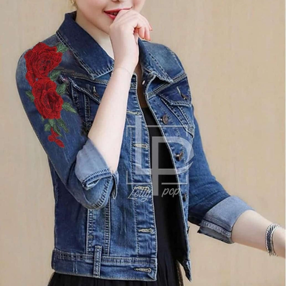 Denim Flower Jacket Winter For Her - Oshi.pk - Buy & Sell Online