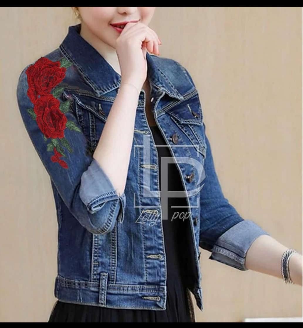 Denim Flower Jacket Winter For Her - Oshi.pk - Buy & Sell Online