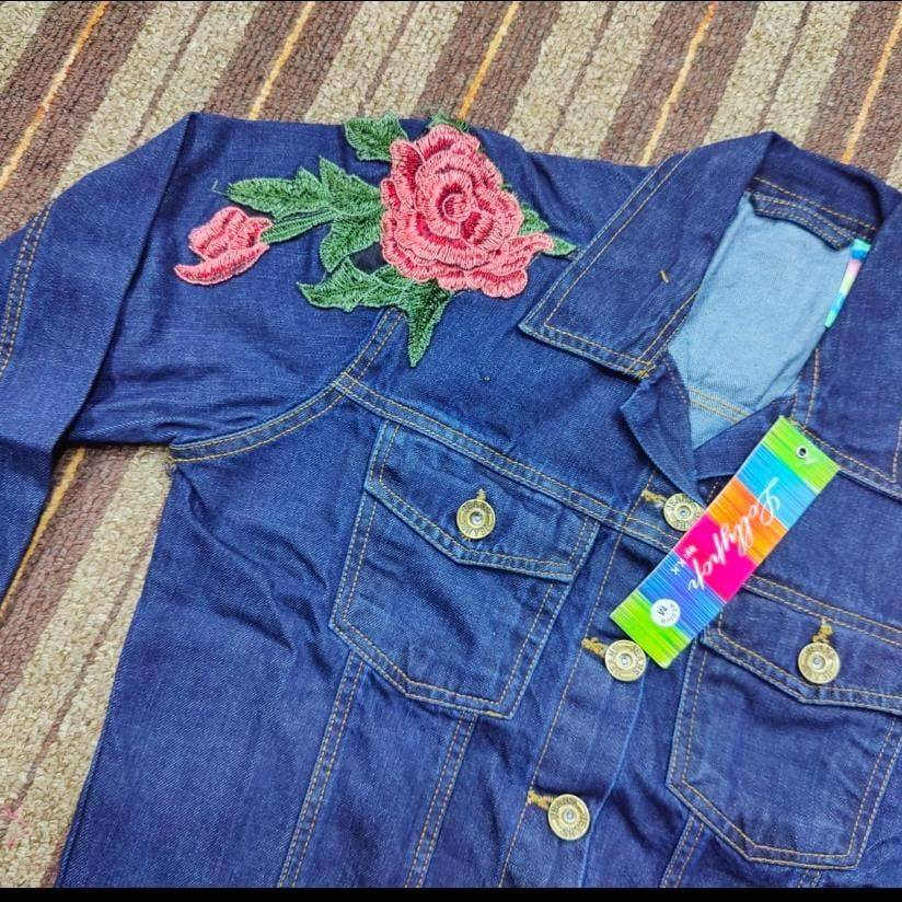 Denim Flower Jacket Winter For Her - Oshi.pk - Buy & Sell Online