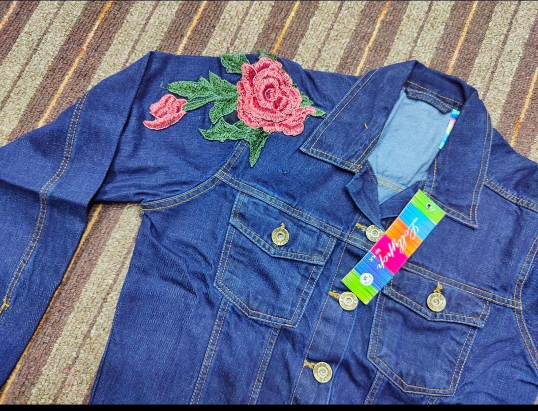 Denim Flower Jacket Winter For Her - Oshi.pk - Buy & Sell Online
