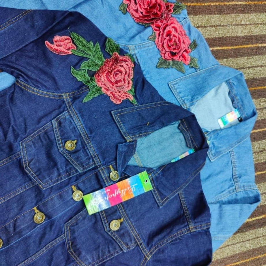 Denim Flower Jacket Winter For Her - Oshi.pk - Buy & Sell Online