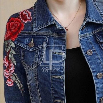 Denim Flower Jacket Winter For Her - Oshi.pk - Buy & Sell Online