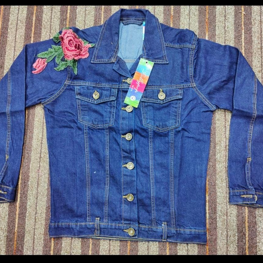 Denim Flower Jacket Winter For Her - Oshi.pk - Buy & Sell Online
