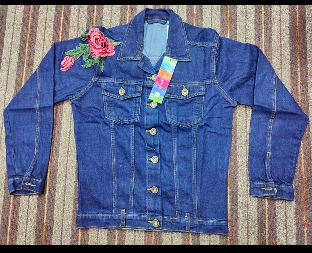 Denim Flower Jacket Winter For Her - Oshi.pk - Buy & Sell Online