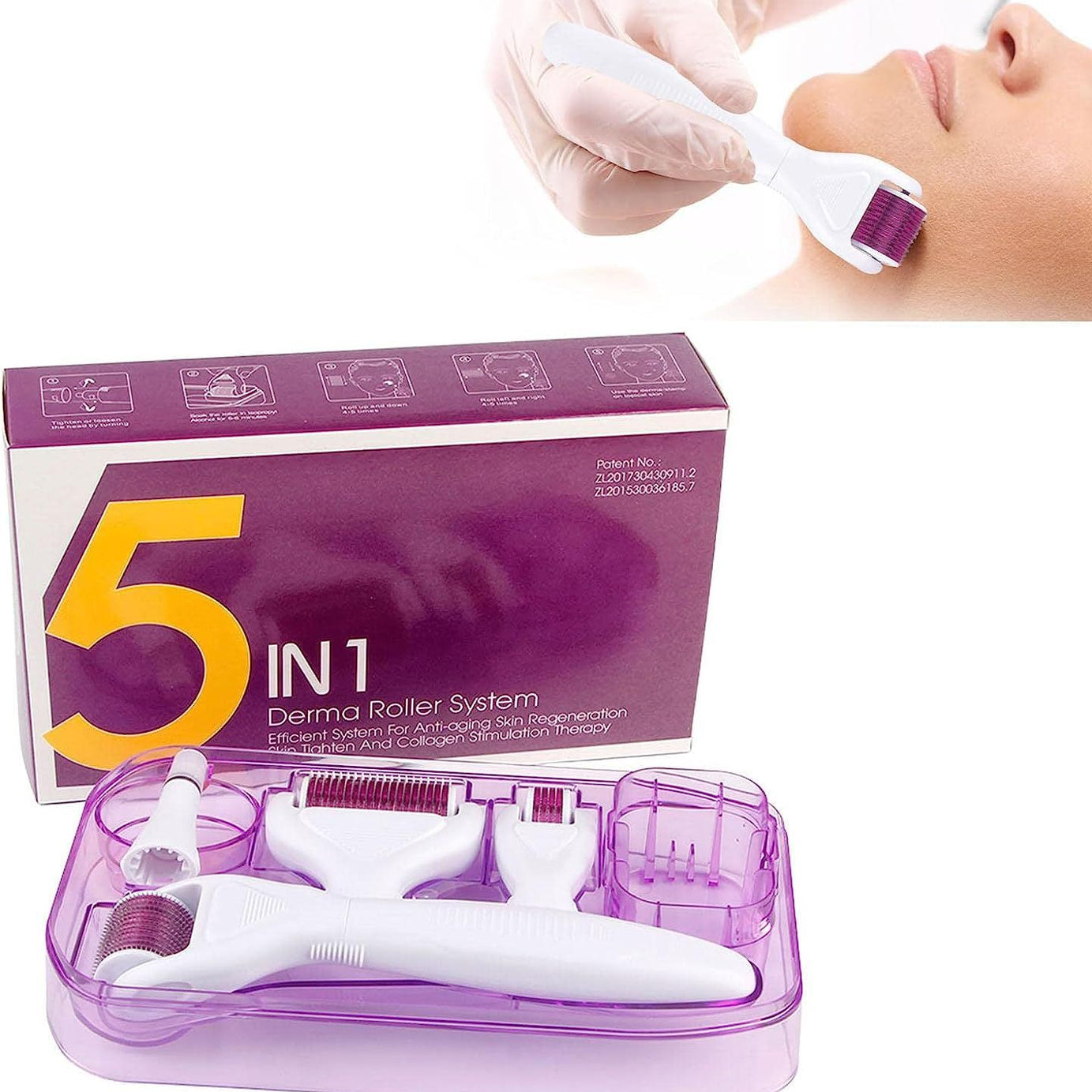 Derma Roller 5 in 1 Face - Derma Roller for Face, 5 in 1 Rollers for Scalp, Hair, Beard, Facial Skin Care for Men and Women - Oshi.pk - Buy & Sell Online