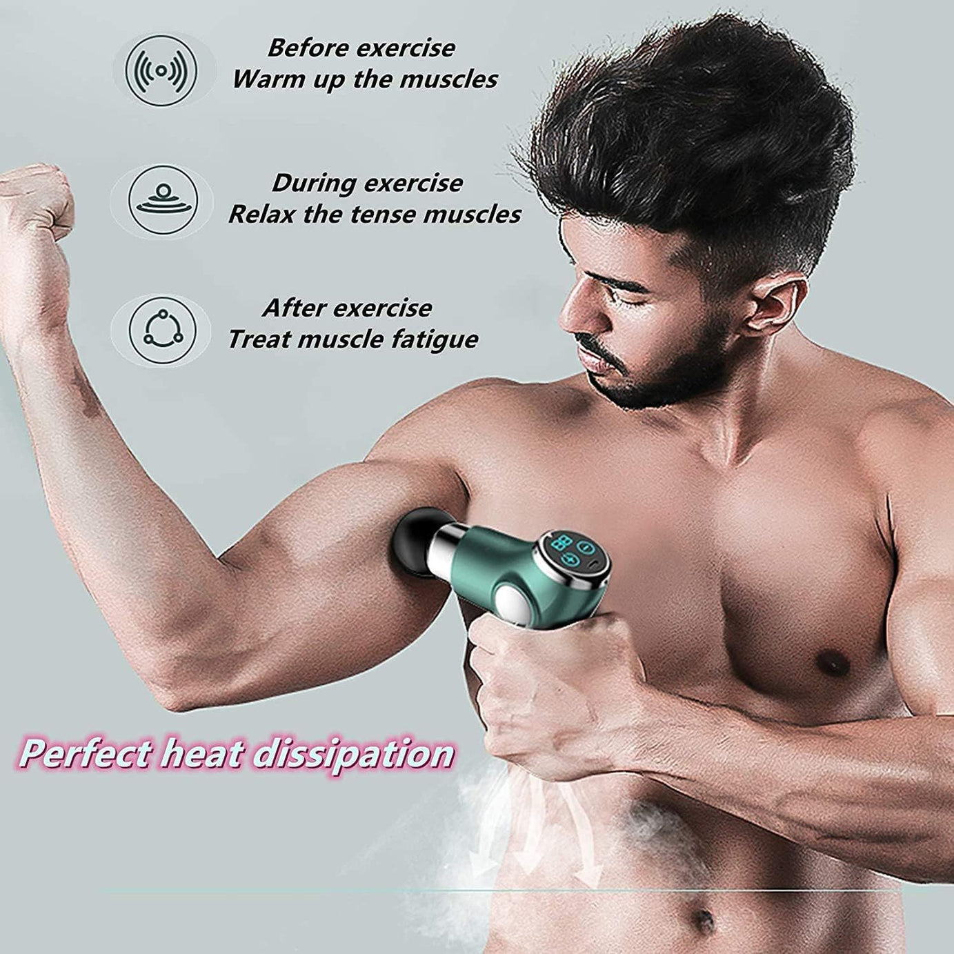 Digital Massage Gun for Muscle and Deep Tissue Portable Massager with 4 Massage Heads, Rechargeable Electric Body Massager for Any Pain Relief - Oshi.pk - Buy & Sell Online