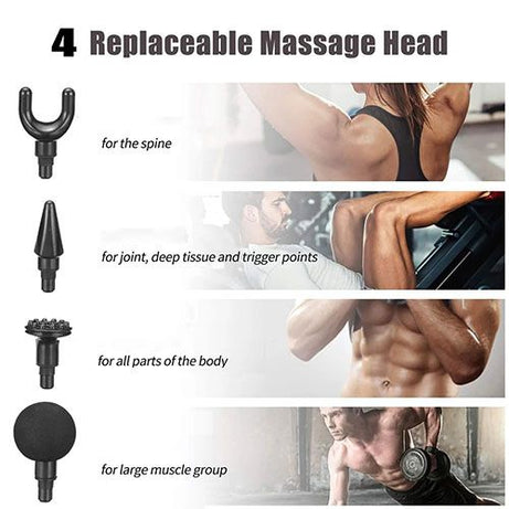 Digital Massage Gun for Muscle and Deep Tissue Portable Massager with 4 Massage Heads, Rechargeable Electric Body Massager for Any Pain Relief - Oshi.pk - Buy & Sell Online