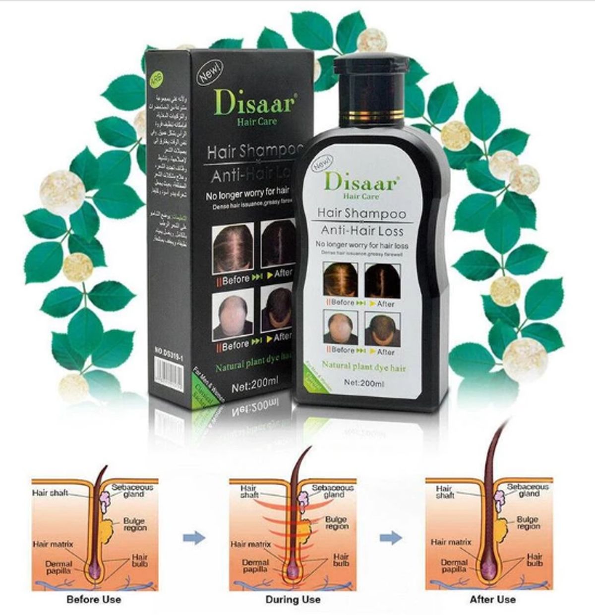 DISAAR Hair Shampoo Anti-Hair Loss Hair Growth treatment for Men & Women- Shampoo 200ml DS319-1 - Oshi.pk - Buy & Sell Online