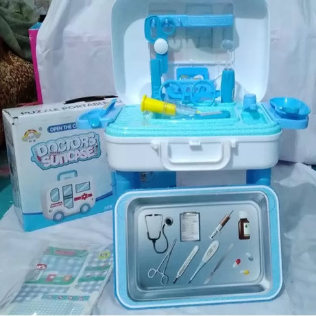 Doctor's Suitcase 22 pieces - Medical Pretend Play - Transforms manually to Doctor Table - Oshi.pk - Buy & Sell Online