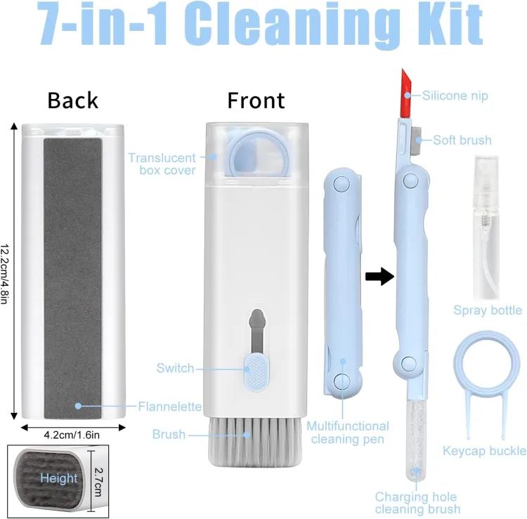 7 in 1 Computer Keyboard Cleaner Brush Kit Earphone Cleaning Pen For Headset Keyboard Cleaning Tools Cleaner Keycap Puller Kit Portable Multifunctiona - Oshi.pk - Buy & Sell Online