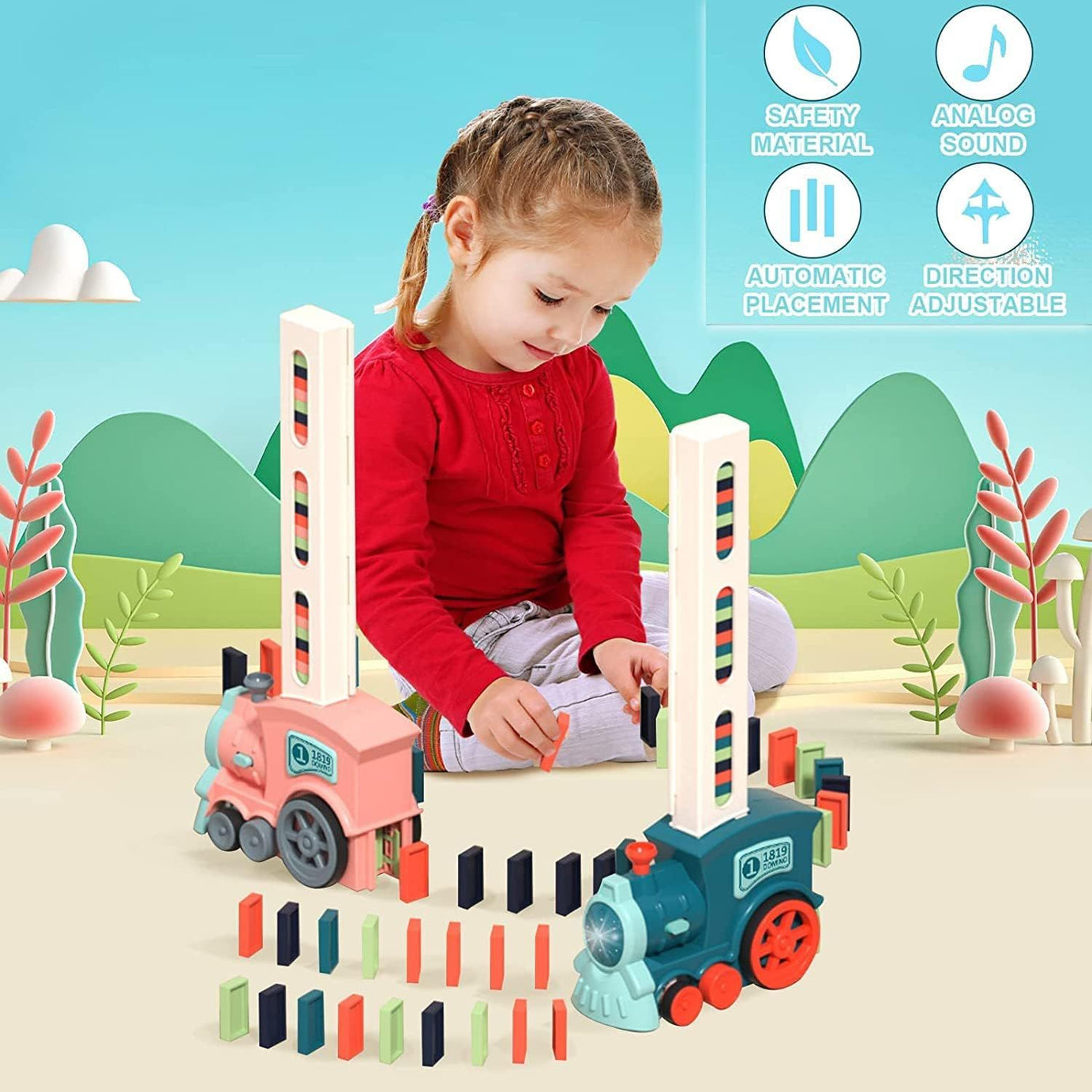 Domino Train Set - Automatic Domino Stacking Toy Domino Rally Electric Train for Boy and Girl - Oshi.pk - Buy & Sell Online