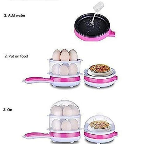 Double Layer Handle Egg Boiler Electric Automatic Off 14 Egg, Cooking, Boiling and Frying, Multicolour - Oshi.pk - Buy & Sell Online