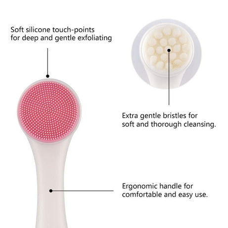 Double Sided Manual Massage Soft Bristles Blackhead Removal Product Pore Cleaner Exfoliator Face Scrub Brush - Oshi.pk - Buy & Sell Online