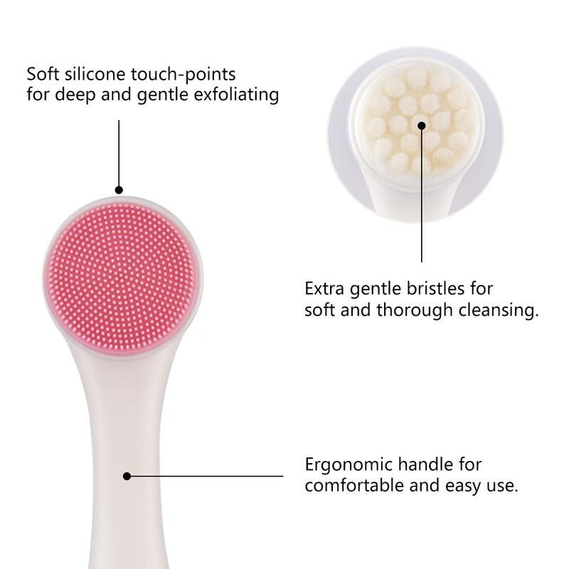 Double Sided Manual Massage Soft Bristles Blackhead Removal Product Pore Cleaner Exfoliator Face Scrub Brush - Oshi.pk - Buy & Sell Online