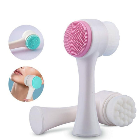 Double Sided Manual Massage Soft Bristles Blackhead Removal Product Pore Cleaner Exfoliator Face Scrub Brush - Oshi.pk - Buy & Sell Online