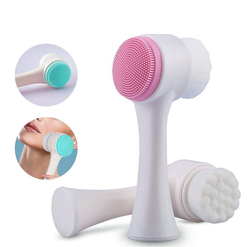 Double Sided Manual Massage Soft Bristles Blackhead Removal Product Pore Cleaner Exfoliator Face Scrub Brush - Oshi.pk - Buy & Sell Online