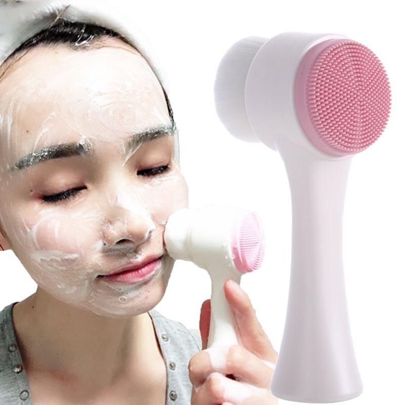 Double Sided Manual Massage Soft Bristles Blackhead Removal Product Pore Cleaner Exfoliator Face Scrub Brush - Oshi.pk - Buy & Sell Online