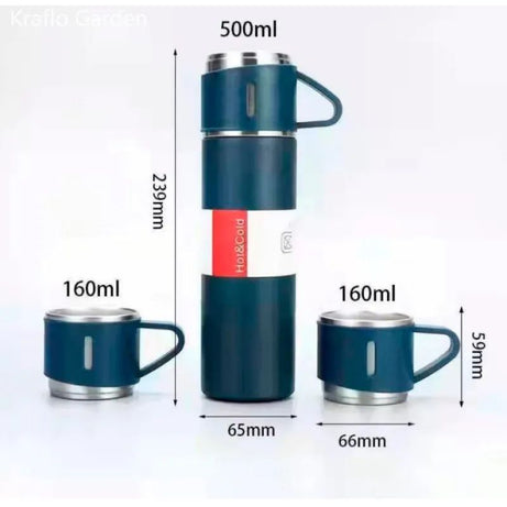 Double Stainless Steel 500ML Water bottles 3 In 1 set of Thermos Mug Leak Proof Travel Flasks Cup Cup for Tea Water Coffee Thermos Caffe Gift Box - Oshi.pk - Buy & Sell Online