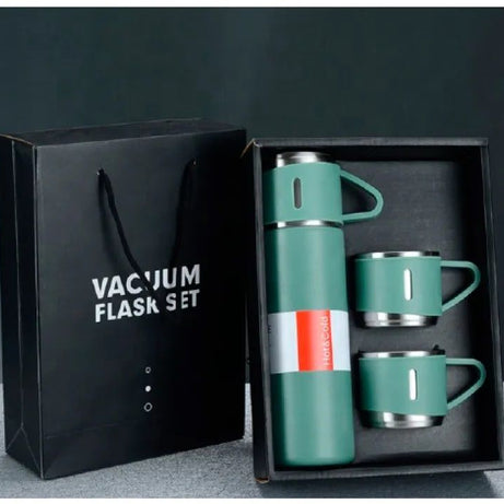 Double Stainless Steel 500ML Water bottles 3 In 1 set of Thermos Mug Leak Proof Travel Flasks Cup Cup for Tea Water Coffee Thermos Caffe Gift Box - Oshi.pk - Buy & Sell Online