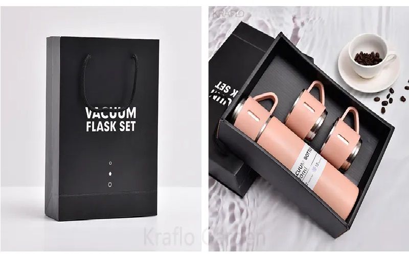 Double Stainless Steel 500ML Water bottles 3 In 1 set of Thermos Mug Leak Proof Travel Flasks Cup Cup for Tea Water Coffee Thermos Caffe Gift Box - Oshi.pk - Buy & Sell Online