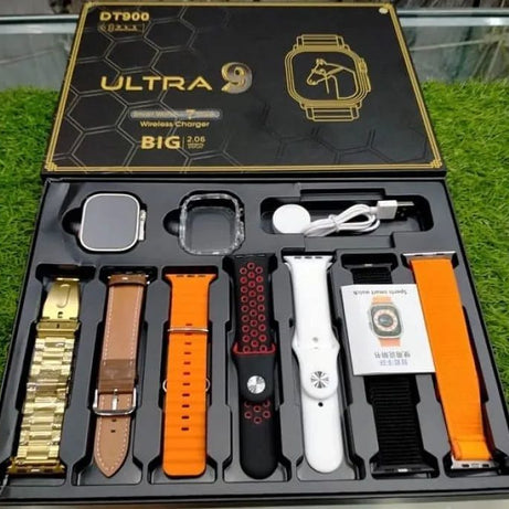 DT 900 7 In 1 Strap Ultra 9 Smart Watch - 49MM Dial - Full Touch Display - 7 Different Strap