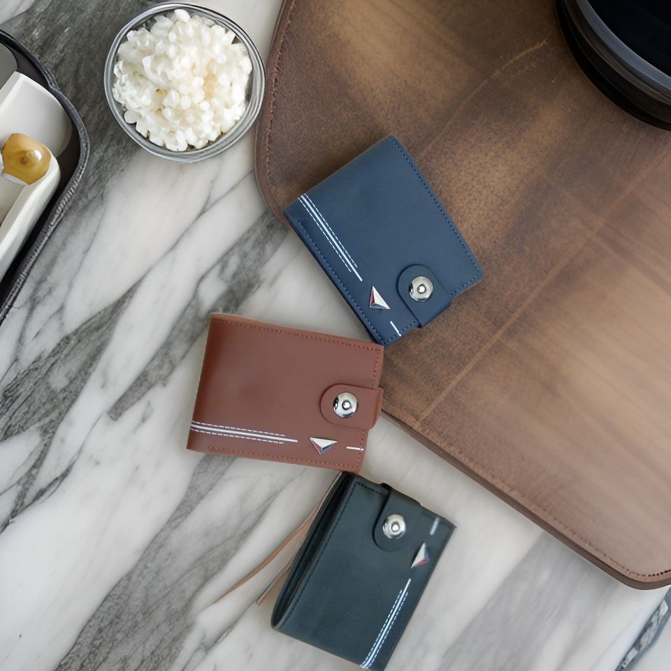 Dunbollu Men’s PU Leather Trifold Card Holder Retro Wallet’s - Oshi.pk - Buy & Sell Online