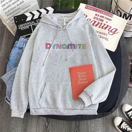 Dynamite Printed Pullover Grey Hoodie For Women - Oshi.pk - Buy & Sell Online