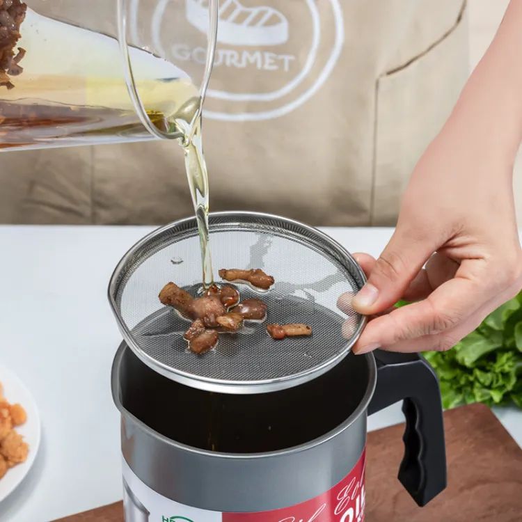 Easy Kitchen Oil Filter Pot Oil Strainer Pot Stainless Steel Grease Strainer Oil Storage Pot Oil Container Stainless Steel Oiler Tank Container Grease - Oshi.pk - Buy & Sell Online