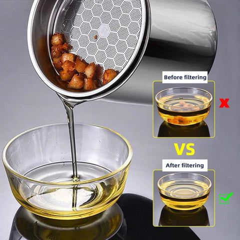 Easy Kitchen Oil Filter Pot Oil Strainer Pot Stainless Steel Grease Strainer Oil Storage Pot Oil Container Stainless Steel Oiler Tank Container Grease - Oshi.pk - Buy & Sell Online