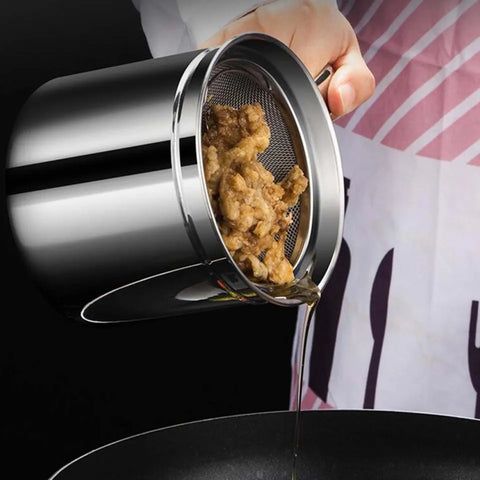 Easy Kitchen Oil Filter Pot Oil Strainer Pot Stainless Steel Grease Strainer Oil Storage Pot Oil Container Stainless Steel Oiler Tank Container Grease - Oshi.pk - Buy & Sell Online