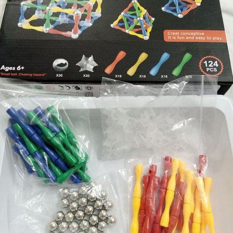 Master Magnetic Construction Toy- 124 pcs - Oshi.pk - Buy & Sell Online