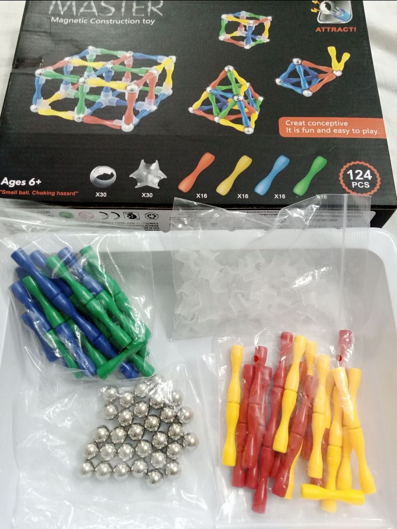 Master Magnetic Construction Toy- 124 pcs - Oshi.pk - Buy & Sell Online