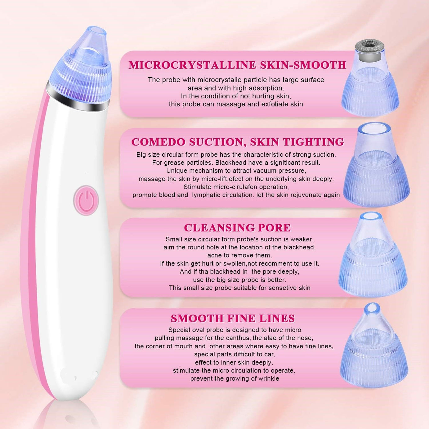 Electric Rechargeable Blackhead Acne Oil Remover Vacuum Nose Suction Face Pore Cleaner Facial Beauty Equipment Nose Blackhead Removal - Oshi.pk - Buy & Sell Online