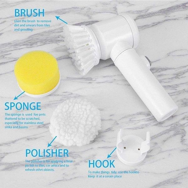 Electric Cleaning Brush 5 in 1 Magic Power Scrubber with 3 Brush Heads