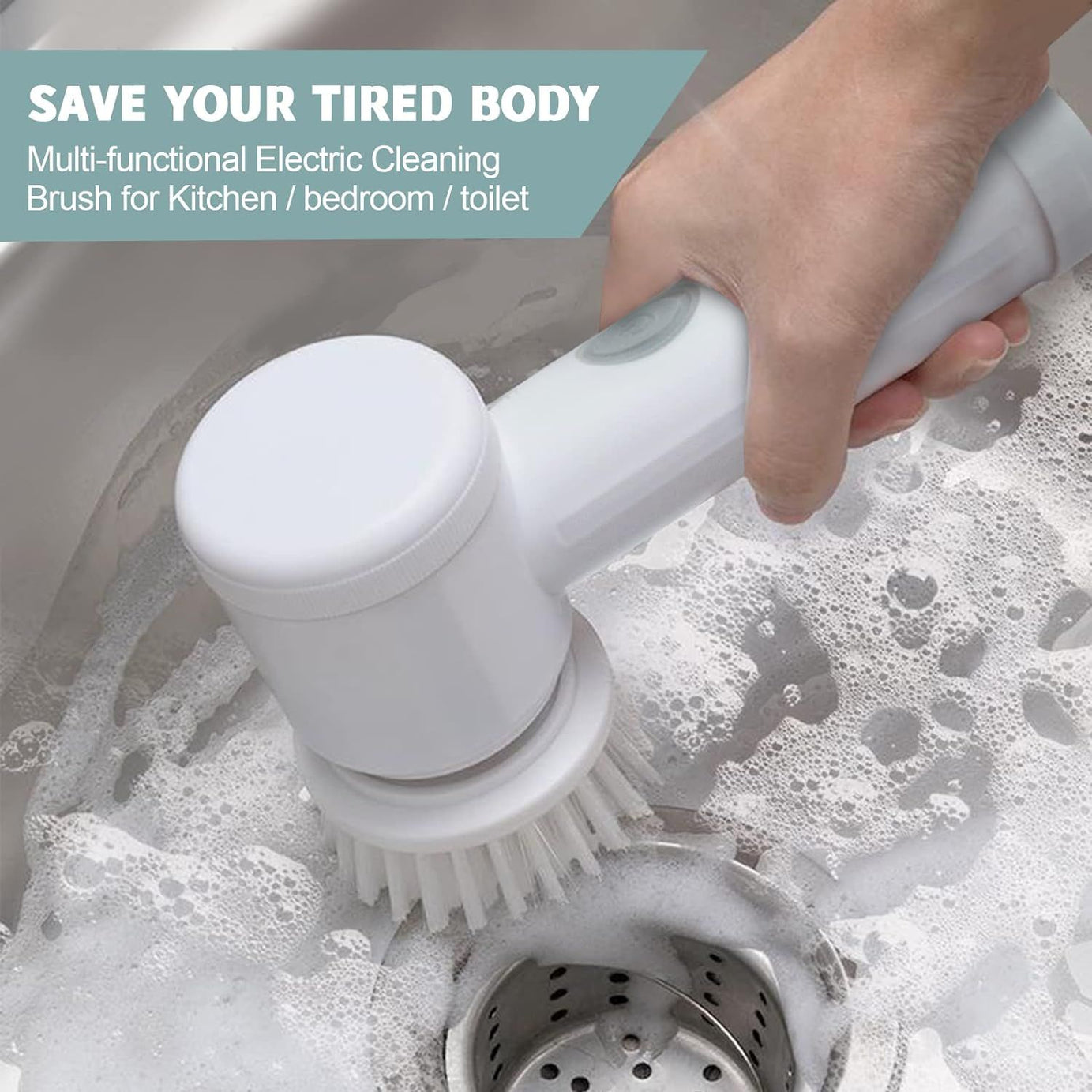 Electric Cleaning Brush, Cordless Handheld Shower Washer with 3 Interchangeable Brush Heads for ,Kitchen, Bathroom, Bathtub, Tiles, Windows, Tub, Dish - Oshi.pk - Buy & Sell Online