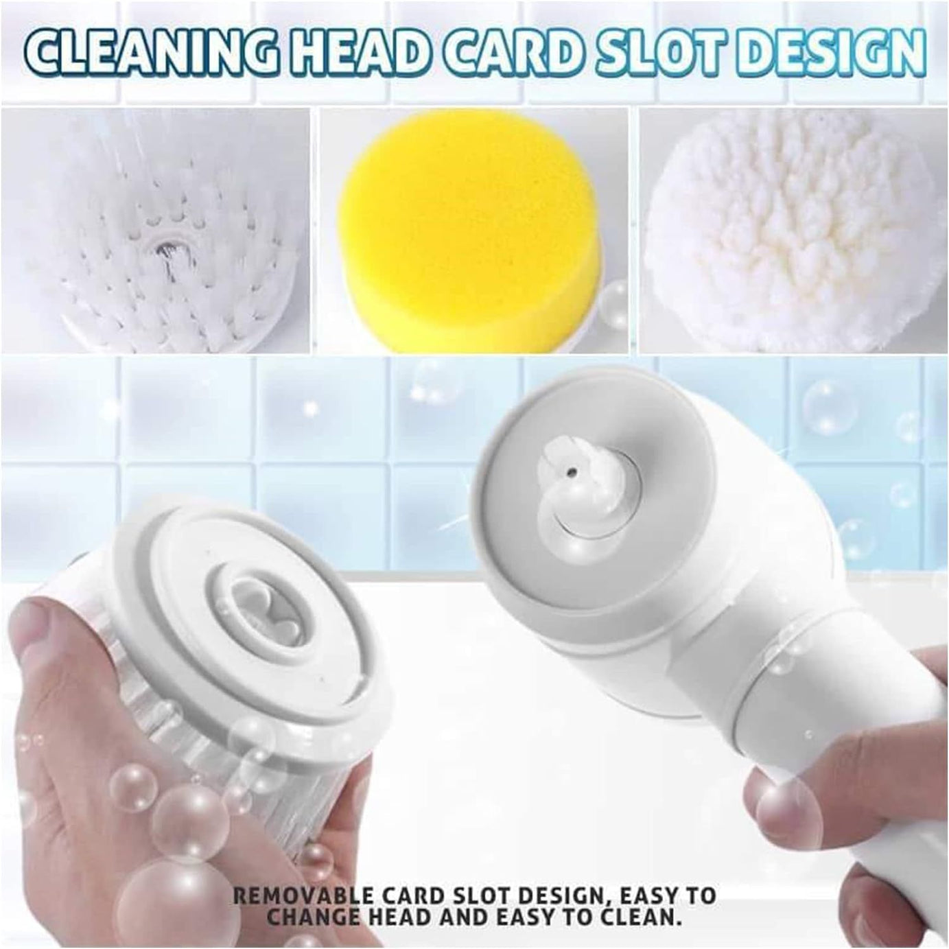 Electric Cleaning Brush, Cordless Handheld Shower Washer with 3 Interchangeable Brush Heads for ,Kitchen, Bathroom, Bathtub, Tiles, Windows, Tub, Dish - Oshi.pk - Buy & Sell Online