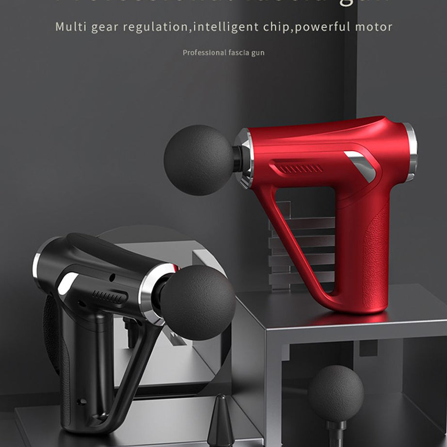 Electric Fascial Massager Rechargeable Adjustable Back Muscle Massage Machine Gym Sports with 4 Heads, Black Instrument Deep Tissue Percussion Super Q - Oshi.pk - Buy & Sell Online