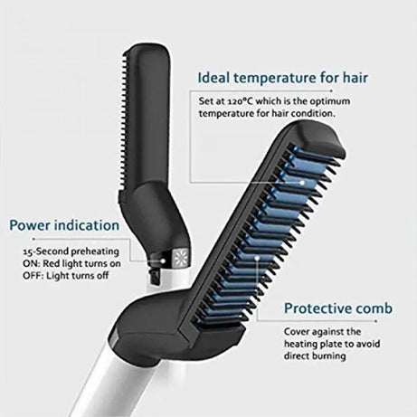 Electric Hair & Beard Straightener for Men Multifunctional Ionic Beard Straightening Hair Style Electric Hot Beard Comb Brush Mini Hair Straightener - Oshi.pk - Buy & Sell Online