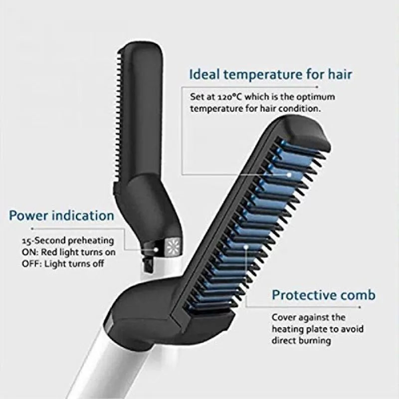 Electric Hair & Beard Straightener for Men Multifunctional Ionic Beard Straightening Hair Style Electric Hot Beard Comb Brush Mini Hair Straightener - Oshi.pk - Buy & Sell Online