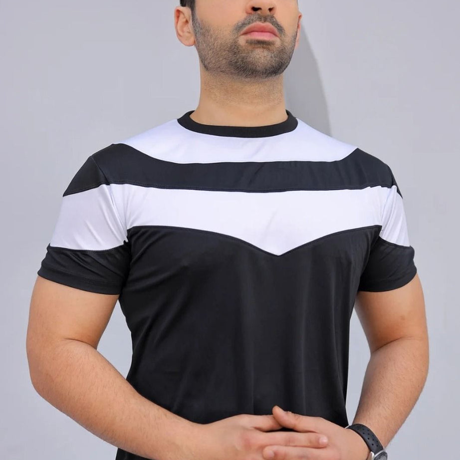 Black & White V-pennel Dry Fit Summer Tracksuit - Oshi.pk - Buy & Sell Online