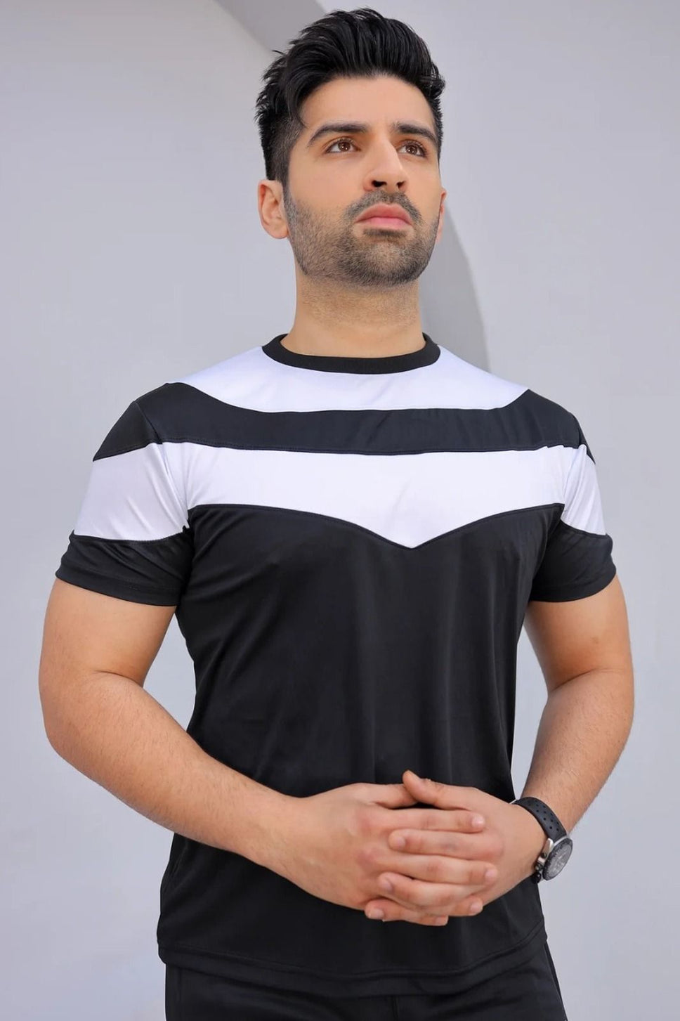 Black & White V-pennel Dry Fit Summer Tracksuit - Oshi.pk - Buy & Sell Online