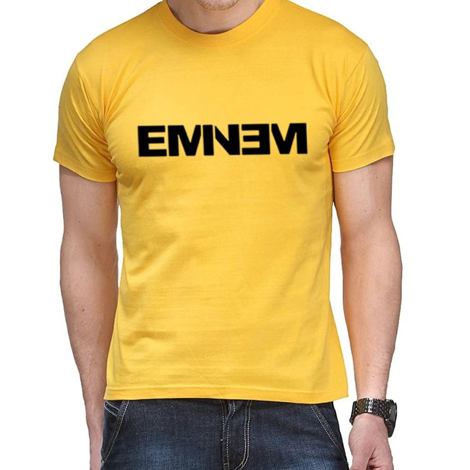 EMINEM Printed Yellow T-Shirts Half Sleeves For Men N Boys