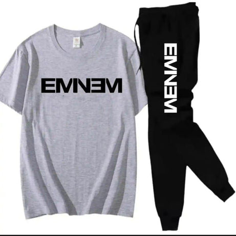 EMNEM printed Grey t shirt & Black trouser Tracksuit - Oshi.pk - Buy & Sell Online