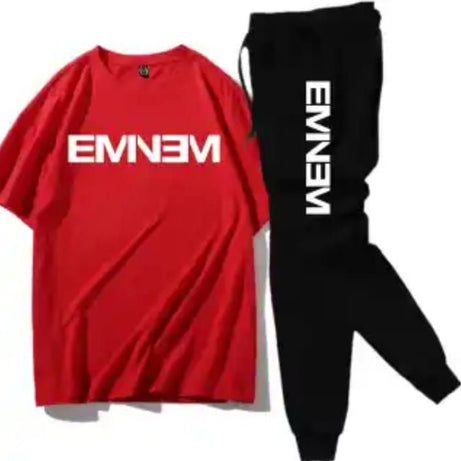 EMNEM printed Red t shirt & Black trouser Tracksuit - Oshi.pk - Buy & Sell Online