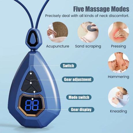 EMS Electric Cervical Massager Smart Neck Massage- Apparatus Low Frequency Pulse Relaxing 5 Modes Heating Pain Relief Myostimulator Pendant Cervical S - Oshi.pk - Buy & Sell Online