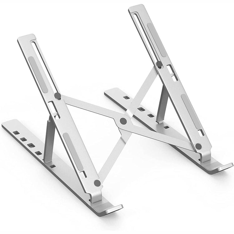 ENRG Portable Aluminum Foldable Laptop Metal Stand Hinge Adjustable Height Folding Holder Solid With Anti Slip Rubber Grips Silver - Oshi.pk - Buy & Sell Online