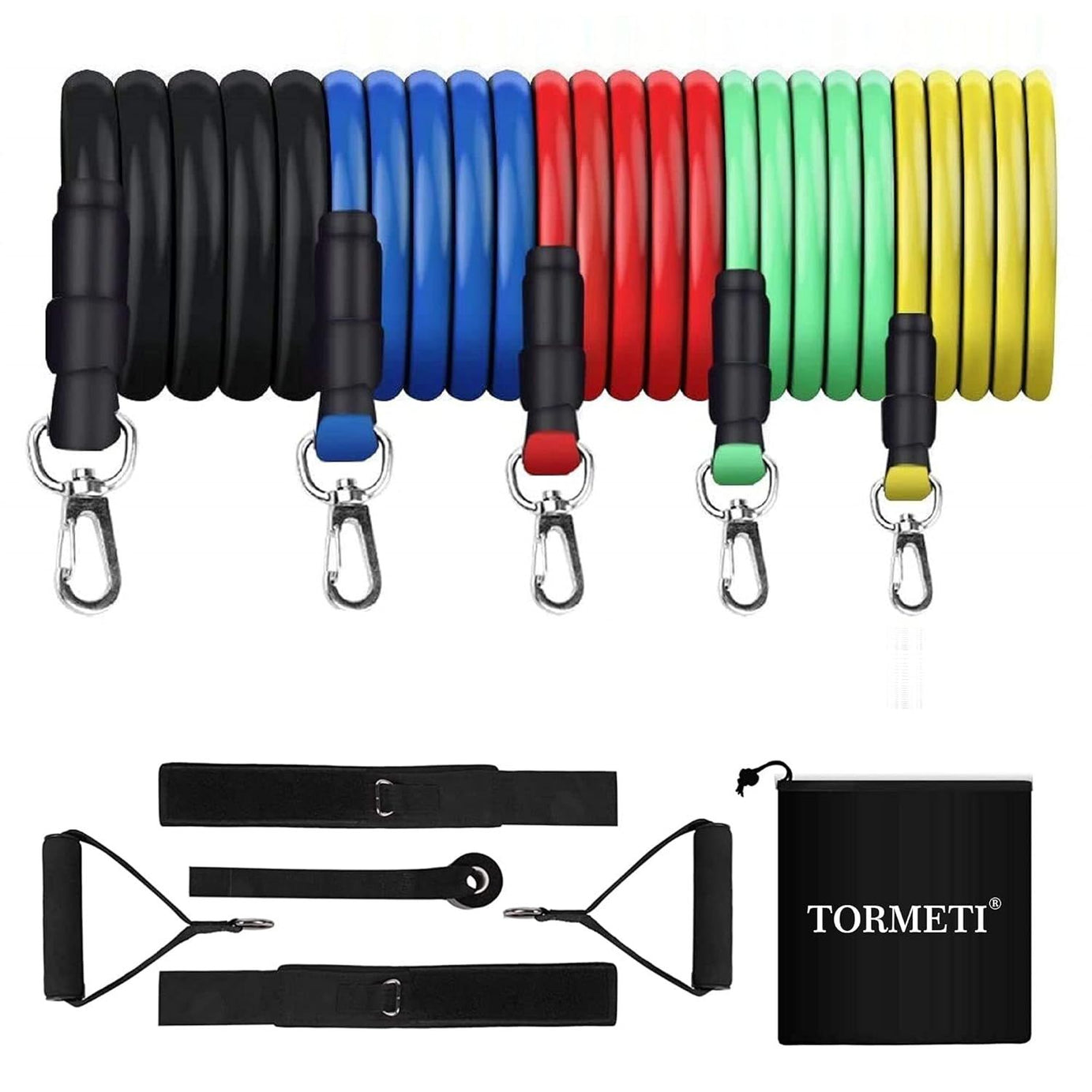 Exercise Resistance Bands Set Perfect for Home Workout Bands, 5 Tube Fitness Bands with Door Anchor, Handles, Legs & Ankle Adjustable Straps for Muscl - Oshi.pk - Buy & Sell Online